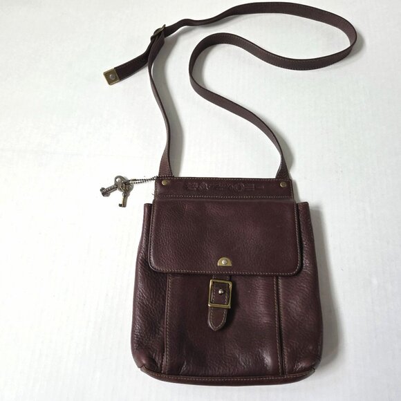 Vintage Fossil Purse Brown Leather Flap Crossbody Travel Boho Y2K - Picture 1 of 16